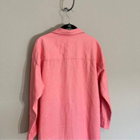 New Frank & Eileen Shirley oversized Italian flannel shirt pink herringbone M - Picture 12 of 16